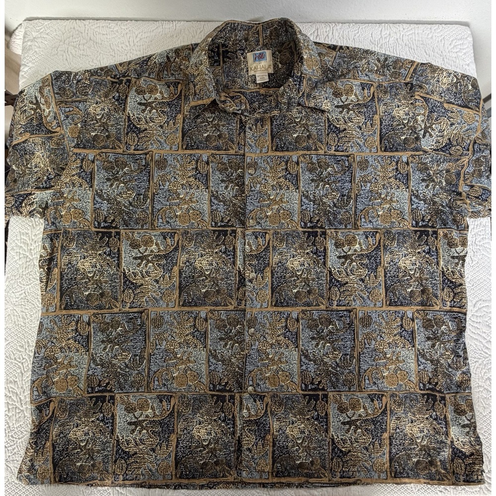 Kahala Hawaiian Shirt Men's XXXL 3XL Coral AOP VTG AVI Collection Camp